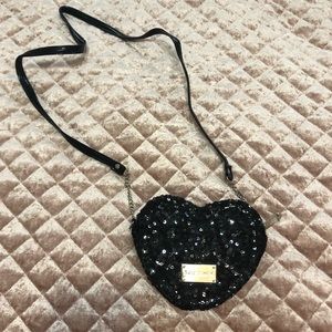 Betsey Johnson Black Sequin Cross Body Purse